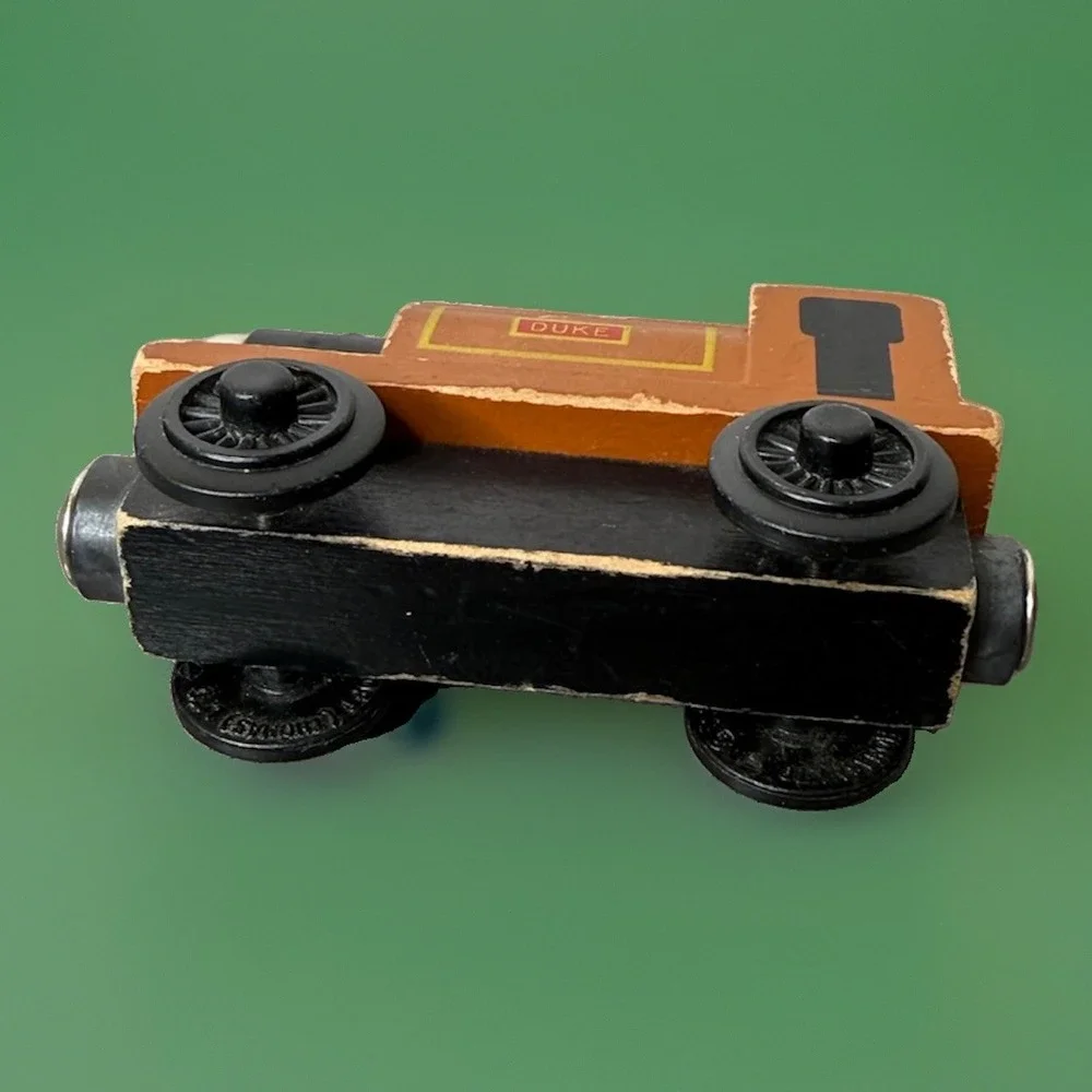 ⁠Vintage 1998 Thomas Wooden Railway Engine DUKE Train Car Wood Learning Curve